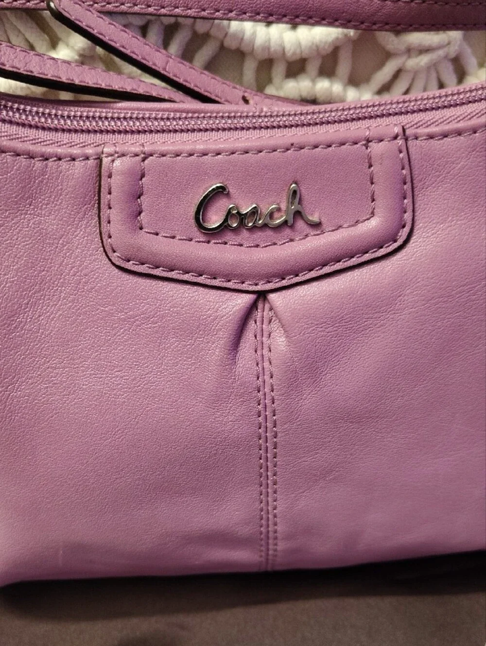 Small Coach Purple Leather Hobo Shoulder Bag, Good Condition.